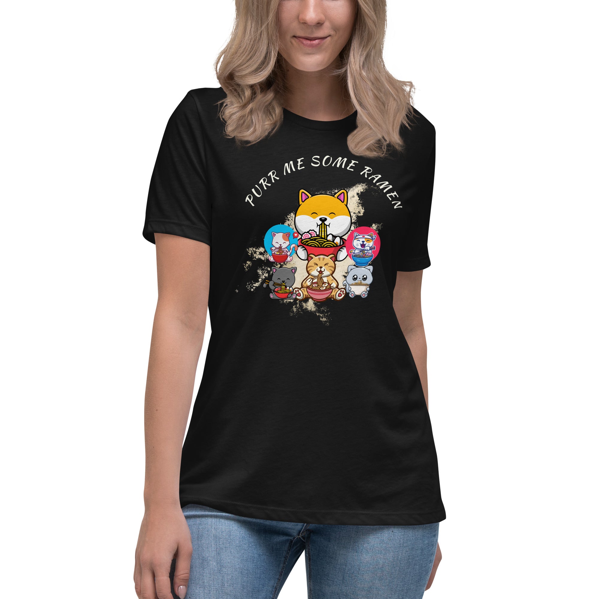 Purr Me Some Ramen Anime Cat Women's Relaxed T-Shirt