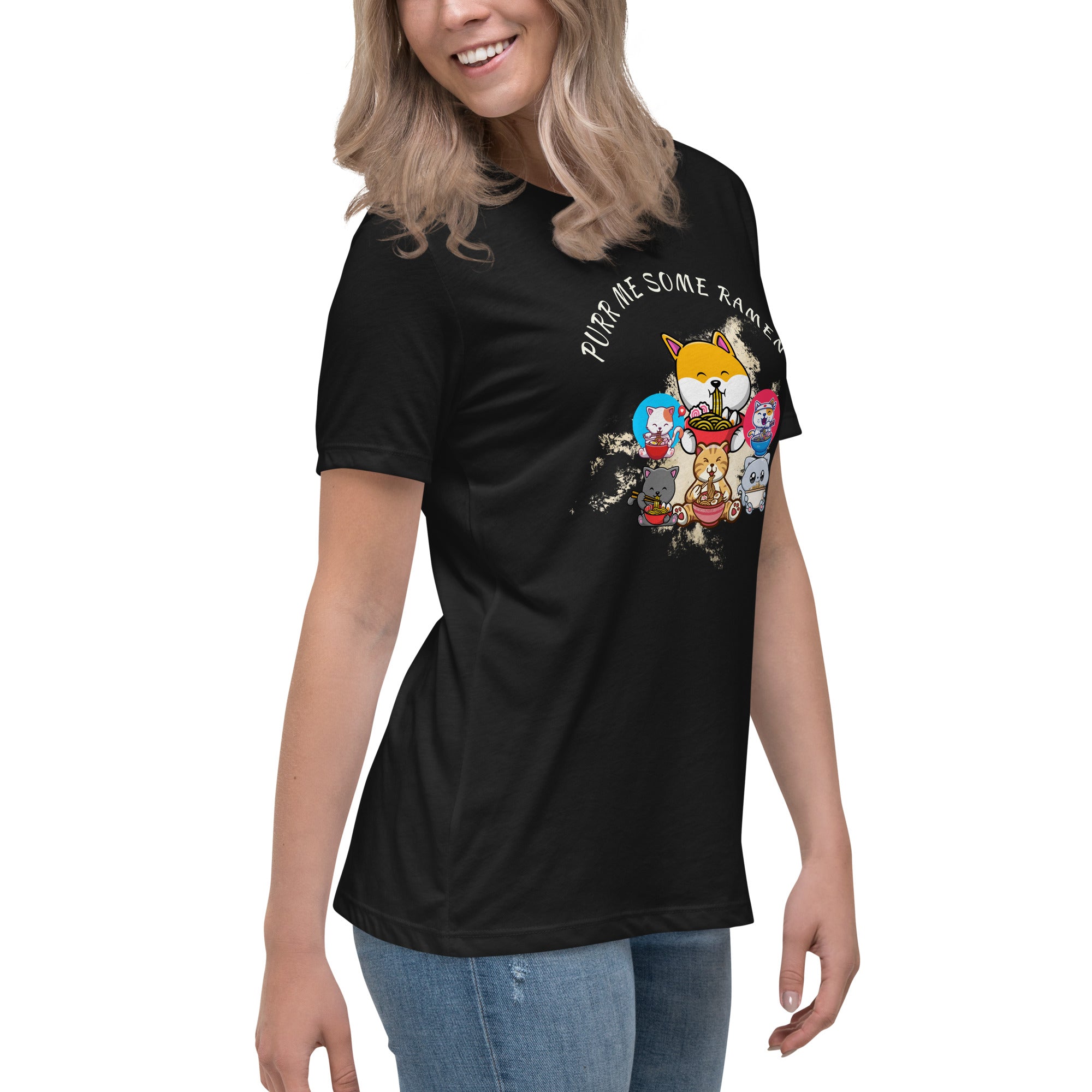 Purr Me Some Ramen Anime Cat Women's Relaxed T-Shirt