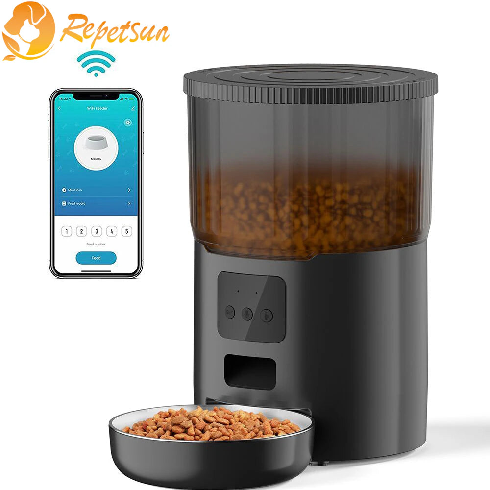 4L Button Smart Automatic Pet Feeder with Stainless Steel Bowl Timing Voice for Dog Cat Auto Feeding Bowl Pet Dry Food Dispenser